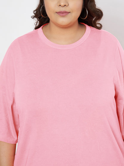 Plus Size Cotton T-shirt Midi Dress