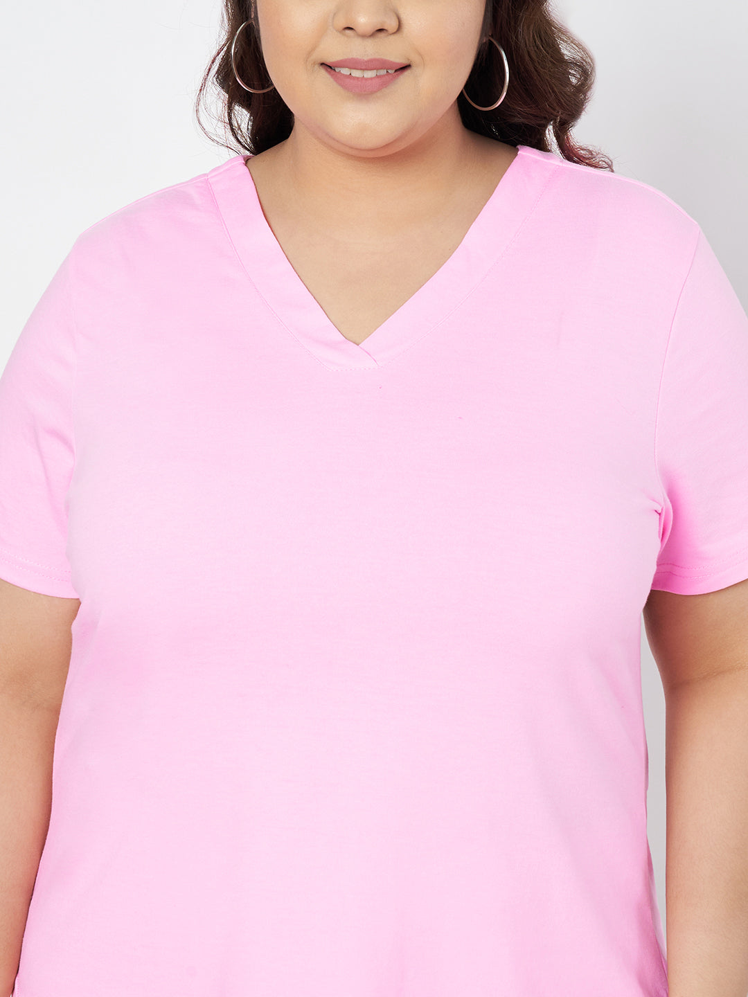 Plus Size V-Neck Cotton T-shirt