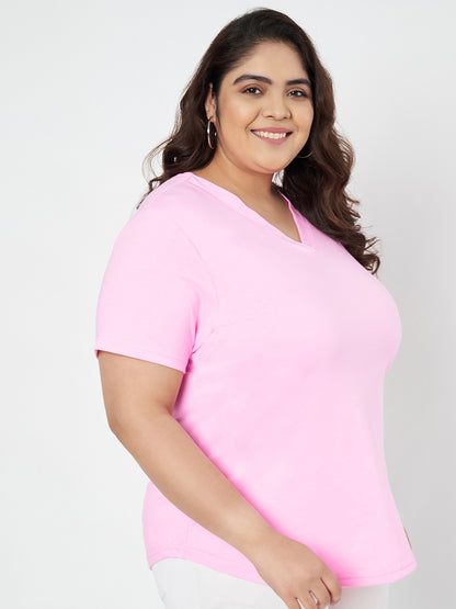 Plus Size V-Neck Cotton T-shirt