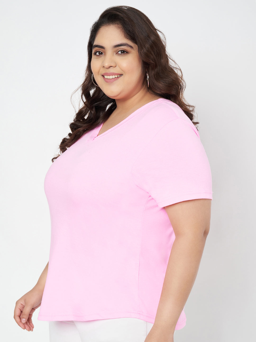 Plus Size V-Neck Cotton T-shirt