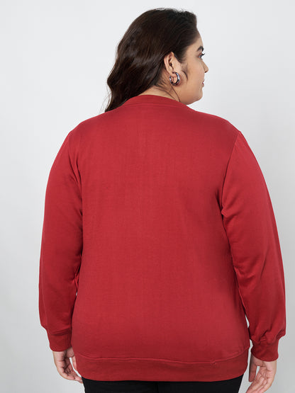 Pluslane Solid Fleece Bomber Jacket
