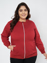Pluslane Solid Fleece Bomber Jacket