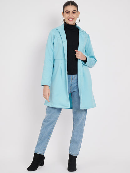 Notched Collar Hip Length Fleece Overcoat