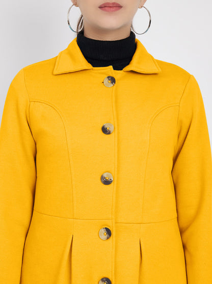 Notched Collar Hip Length Fleece Overcoat