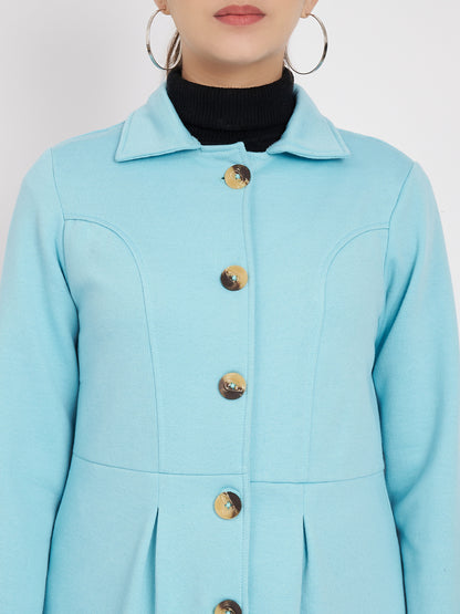 Notched Collar Hip Length Fleece Overcoat