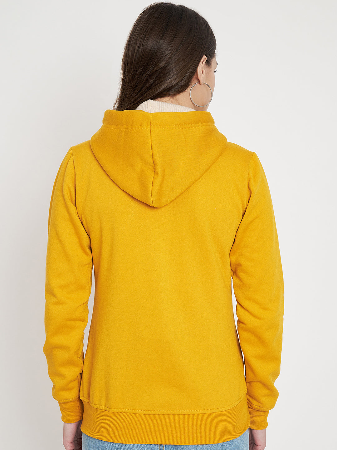 Solid Fleece-Lined Zip-Closure Hooded Sweatshirt with Pockets