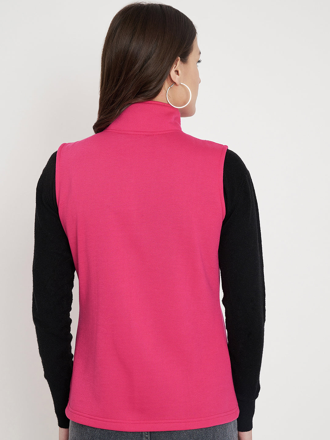 Solid Tailored Sleeveless Fleece Jacket