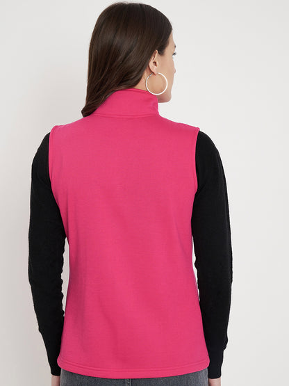 Solid Tailored Sleeveless Fleece Jacket