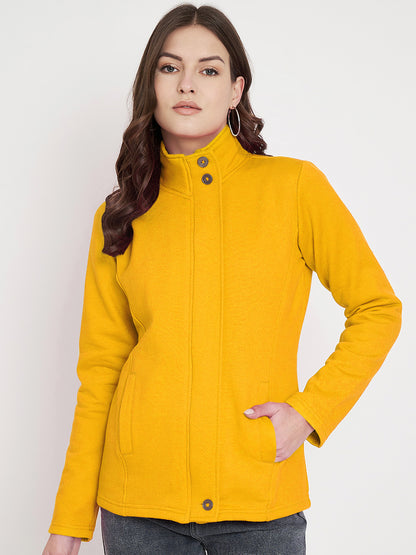 Mock Collar Fleece Front-Open Sweatshirt