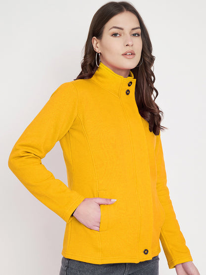 Mock Collar Fleece Front-Open Sweatshirt