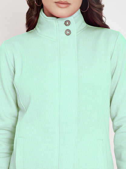 Mock Collar Fleece Front-Open Sweatshirt