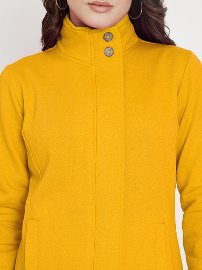 Mock Collar Fleece Front-Open Sweatshirt