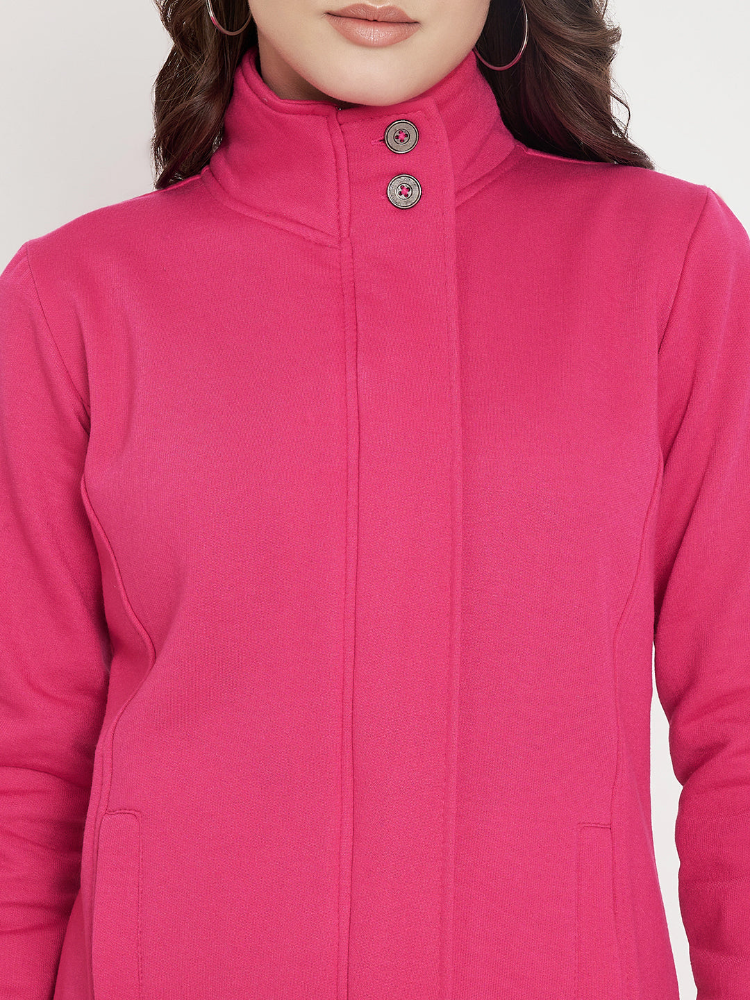 Mock Collar Fleece Front-Open Sweatshirt