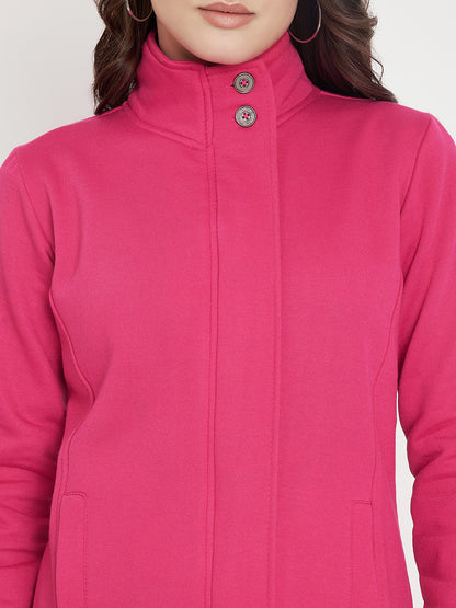 Mock Collar Fleece Front-Open Sweatshirt