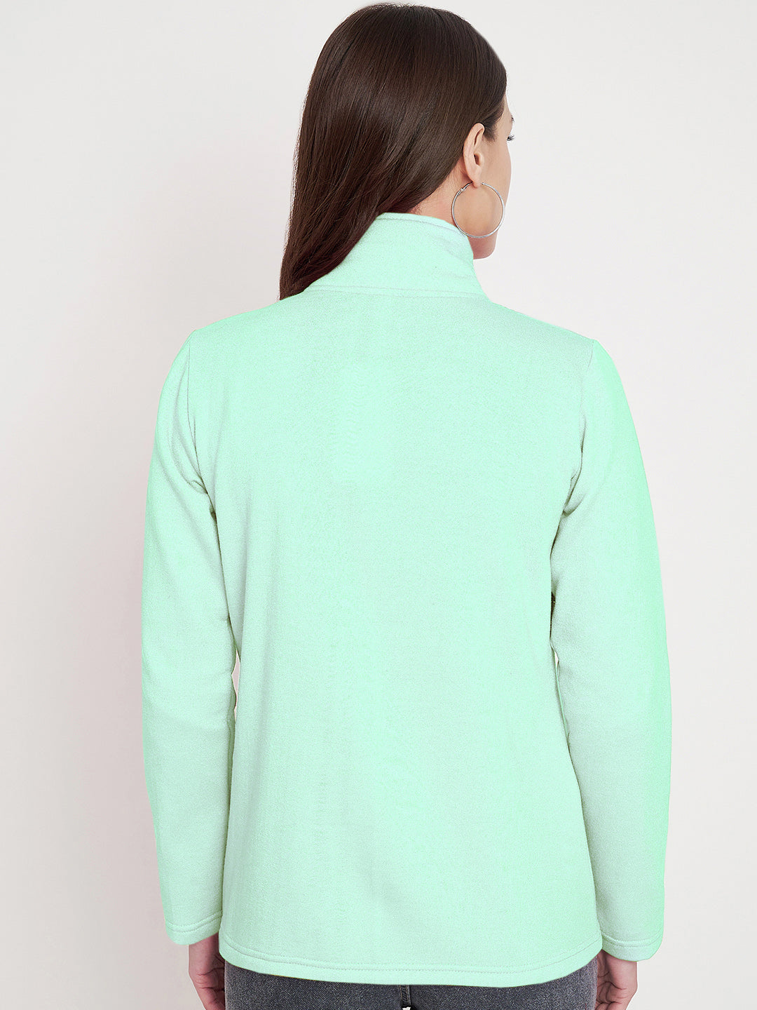 Mock Collar Fleece Front-Open Sweatshirt