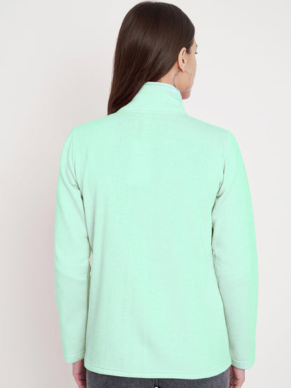 Mock Collar Fleece Front-Open Sweatshirt