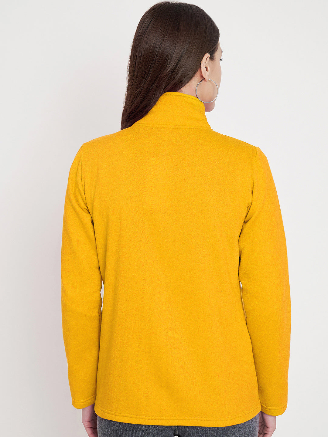 Mock Collar Fleece Front-Open Sweatshirt