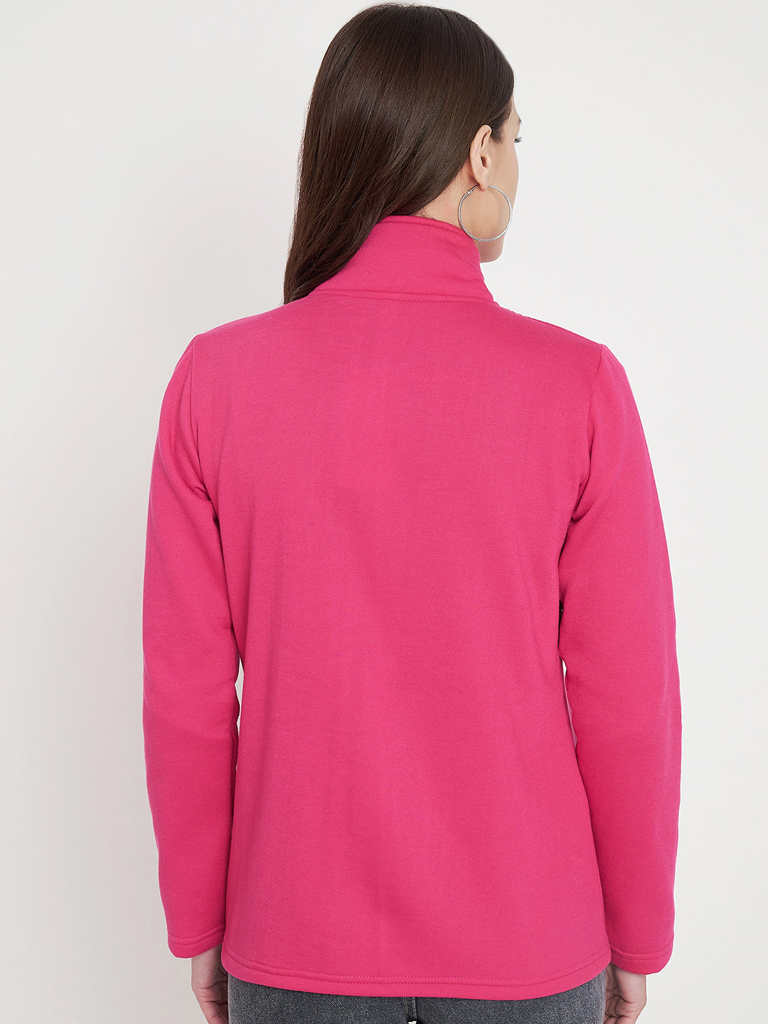 Mock Collar Fleece Front-Open Sweatshirt