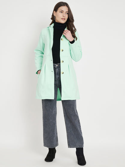 Notched Collar Hip Length Fleece Overcoat