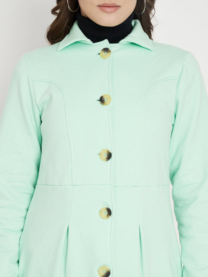 Notched Collar Hip Length Fleece Overcoat
