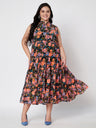 Pluslane Tie-Up Neck Midi Dress