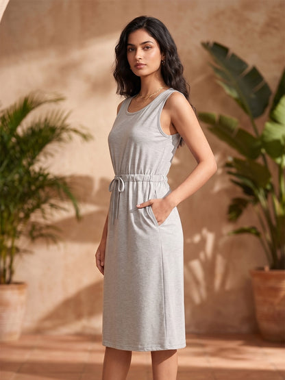Tie-Up Detail Cotton Shift Dress