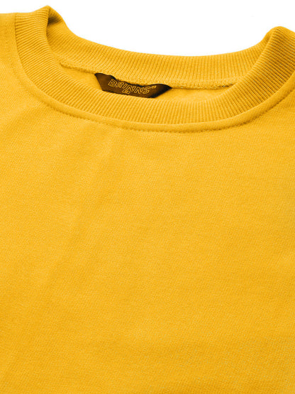 Solid Fleece Pullover Sweatshirt with Pockets