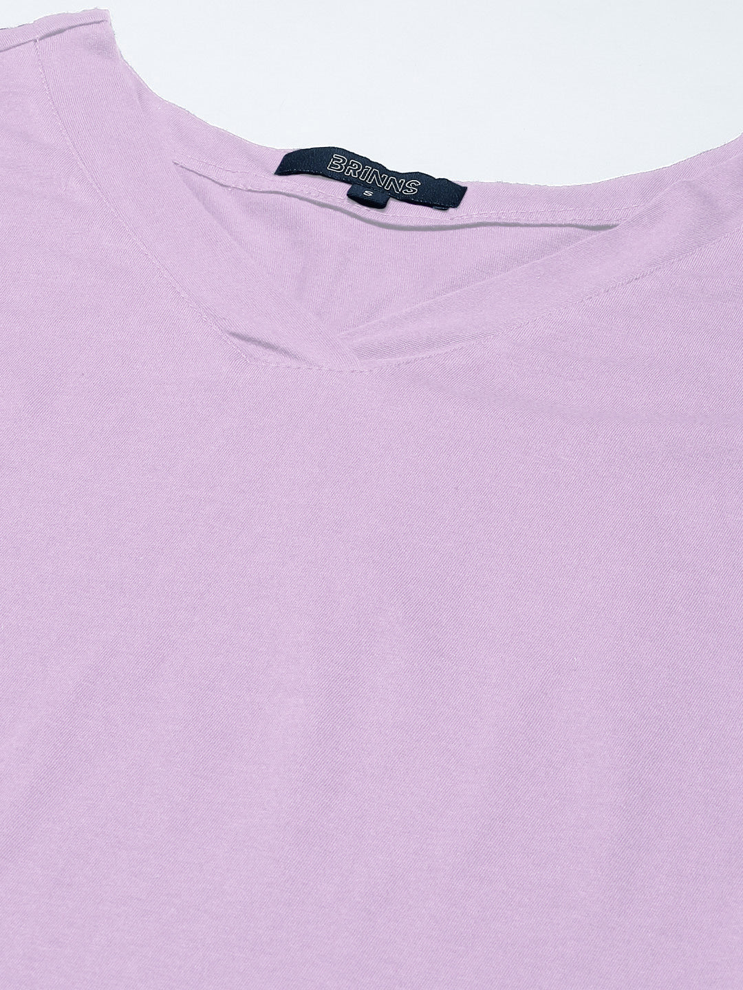 BRINNS Women Solid V-Neck Pure Cotton T-shirt