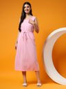 Belted Cotton Fit & Flare Midi Dress