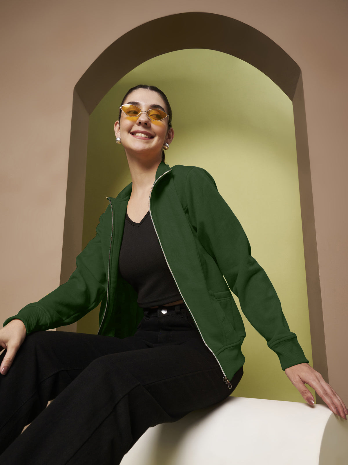 Stand-Collar Jacket with Front Pockets