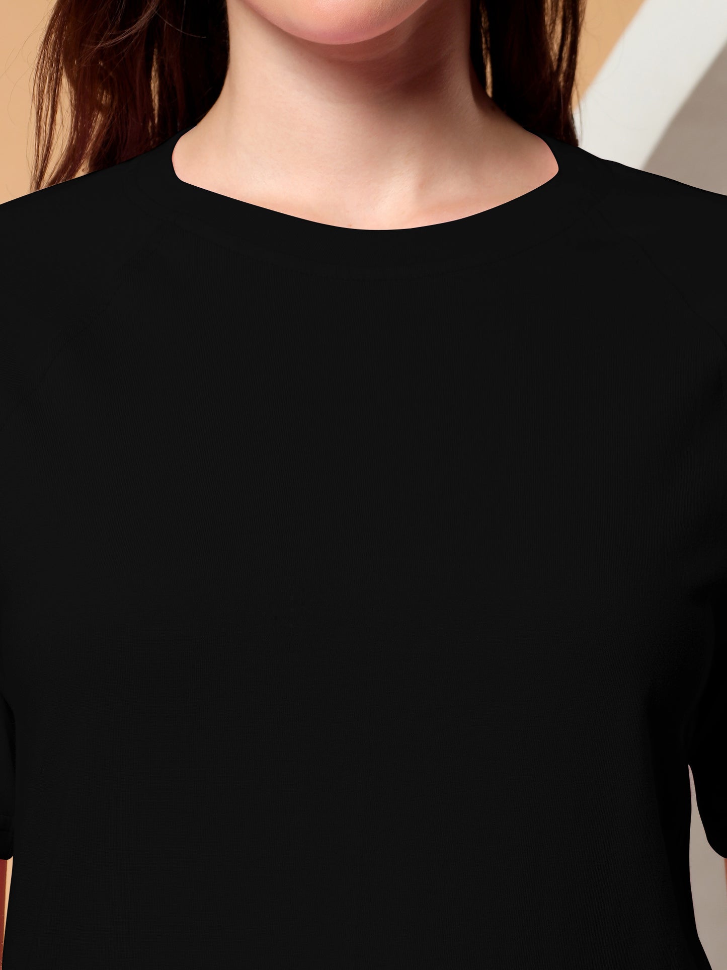 BRINNS Women Solid Raglan Sleeves Round Neck Cotton T-shirt