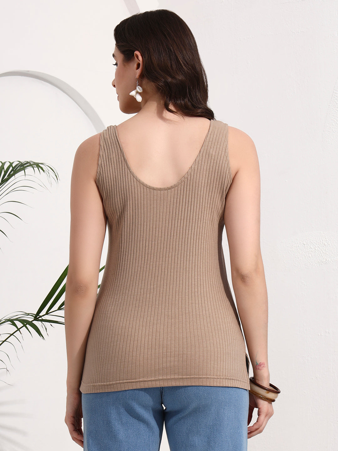 BRINNS Women's Cotton Solid Non-Padded Round Neck Camisole