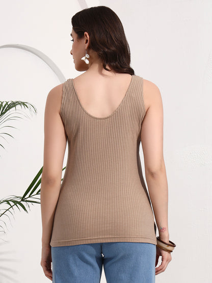 BRINNS Women's Cotton Solid Non-Padded Round Neck Camisole