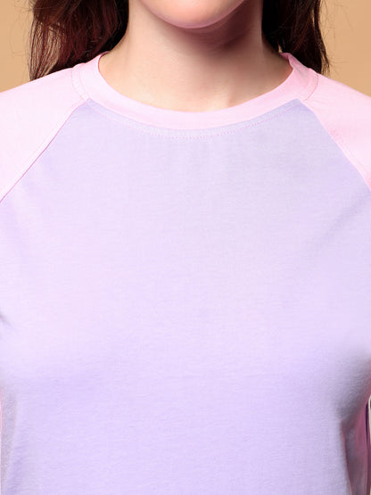 BRINNS Women Solid Raglan Sleeves Round Neck Cotton T-shirt
