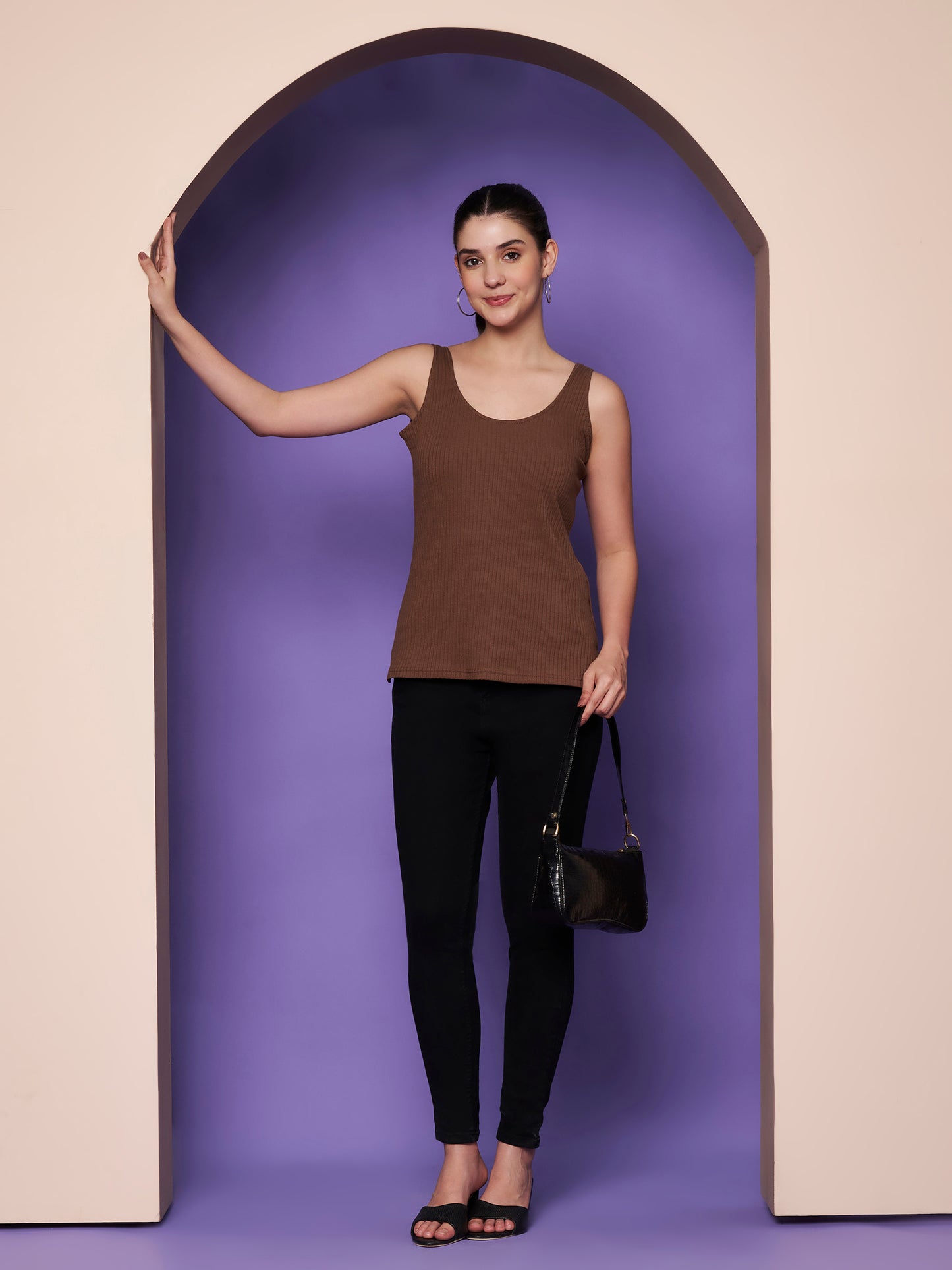 BRINNS Women's Cotton Solid Non-Padded Round Neck Camisole