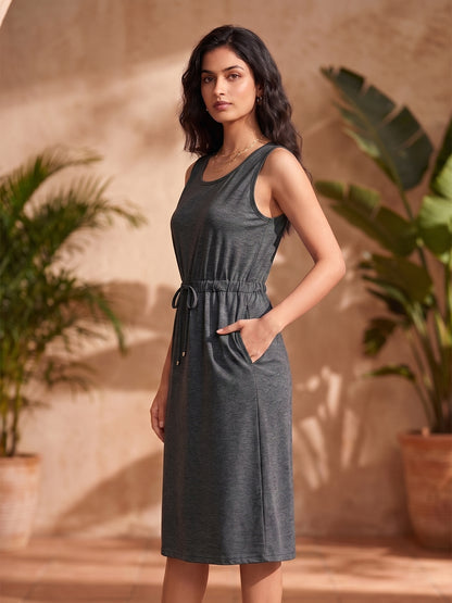 Tie-Up Detail Cotton Shift Dress