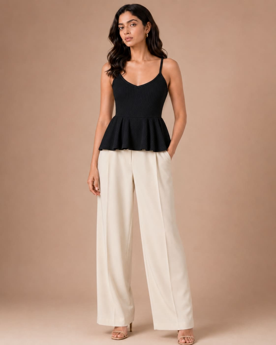 Shoulder Strap Peplum Top