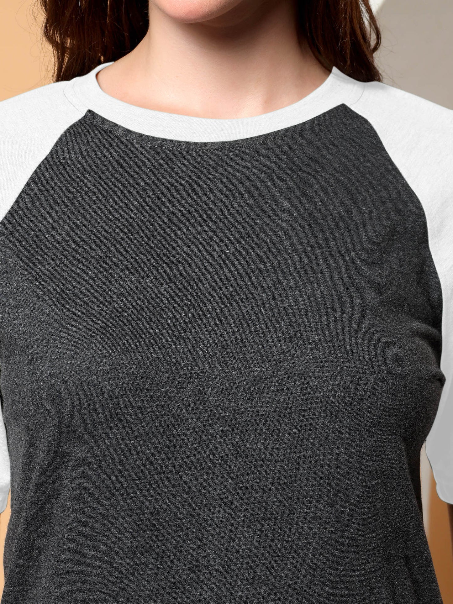 BRINNS Women Solid Raglan Sleeves Round Neck Cotton T-shirt
