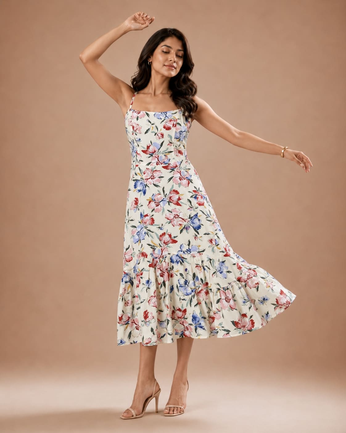 Printed Sleeveless Midi Dress