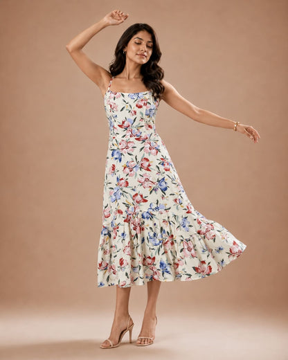 Printed Sleeveless Midi Dress