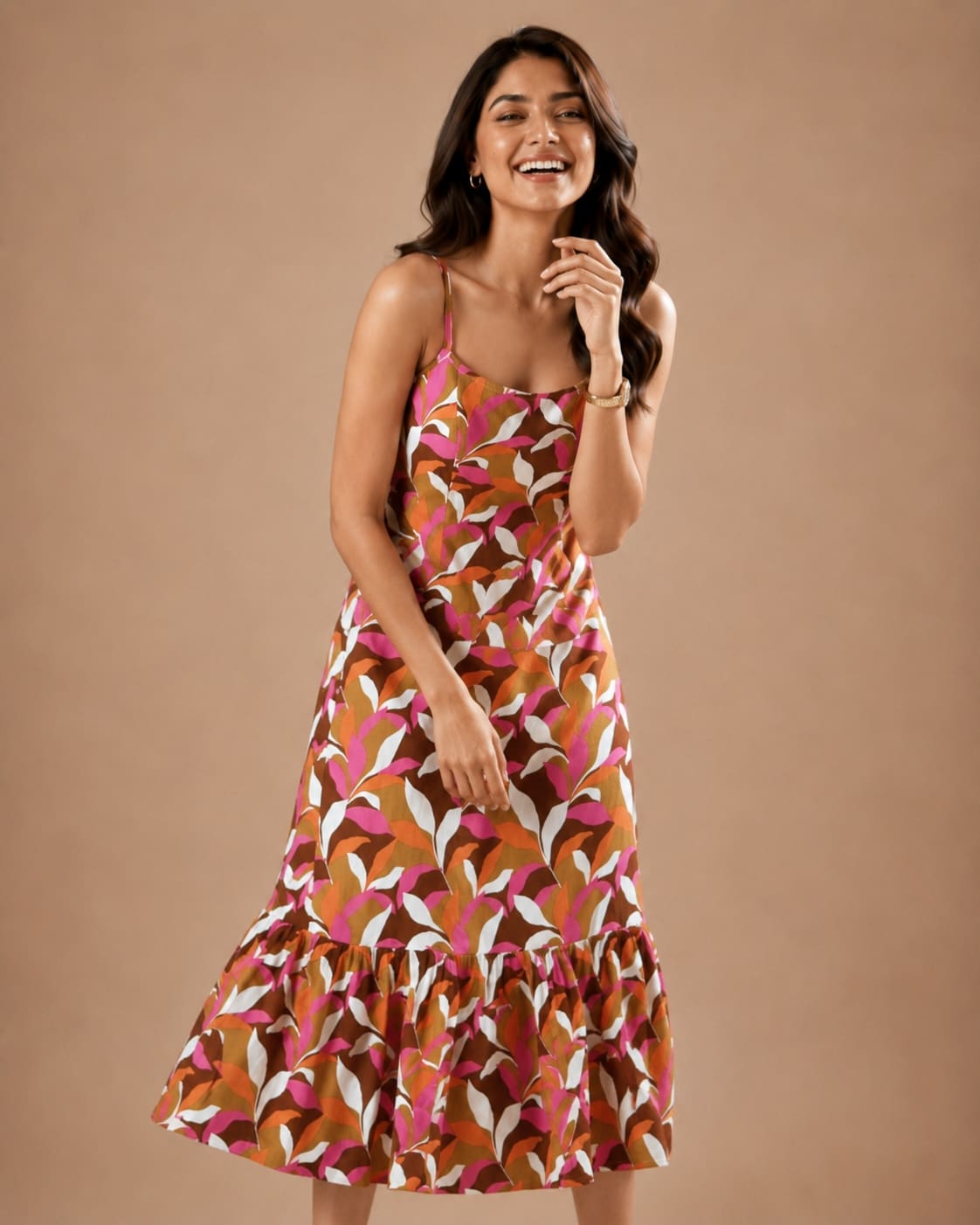 Printed Sleeveless Midi Dress