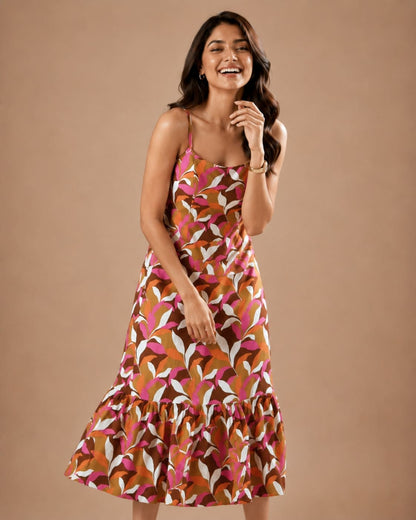 Printed Sleeveless Midi Dress