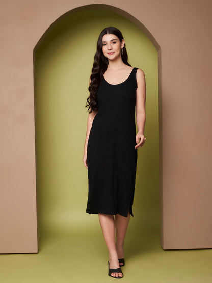 BRINNS Women Solid Sleeveless Sheath Midi Dress