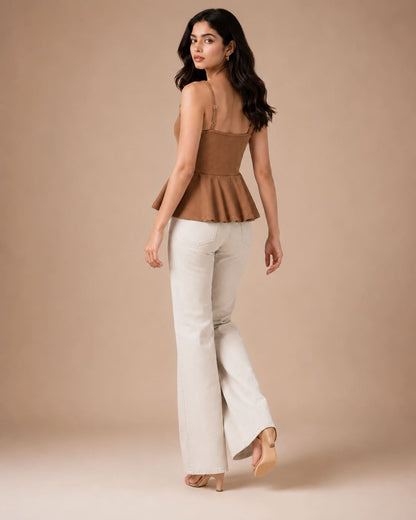 Shoulder Strap Peplum Top