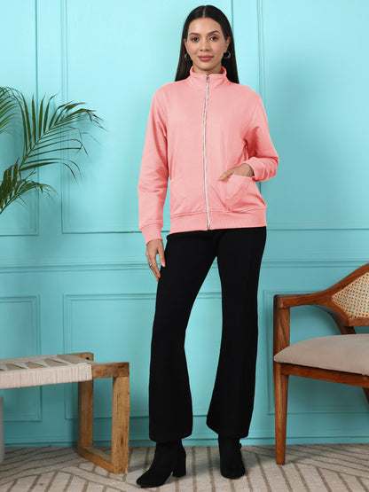 Stand-Collar Jacket with Front Pockets