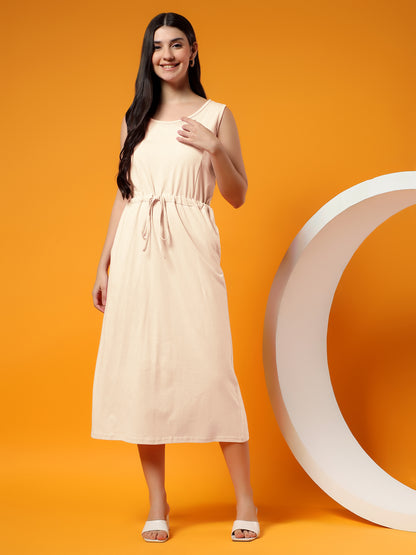 Belted Cotton Fit & Flare Midi Dress