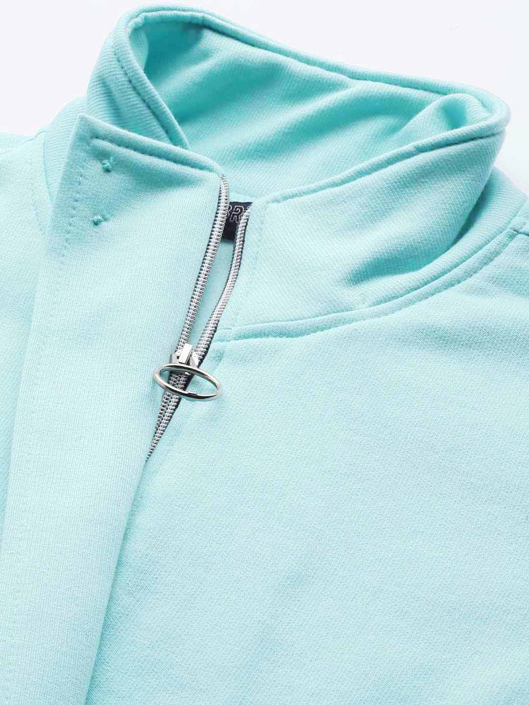 Mock Collar Fleece Front-Open Sweatshirt
