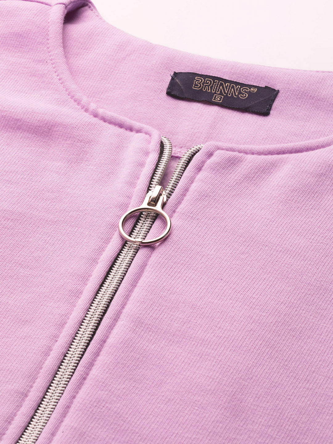 Collarless Solid Fleece Casual Bomber Jacket