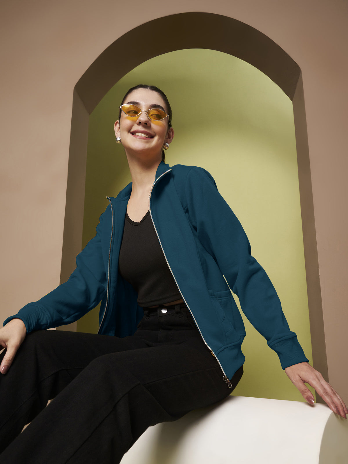 Stand-Collar Jacket with Front Pockets