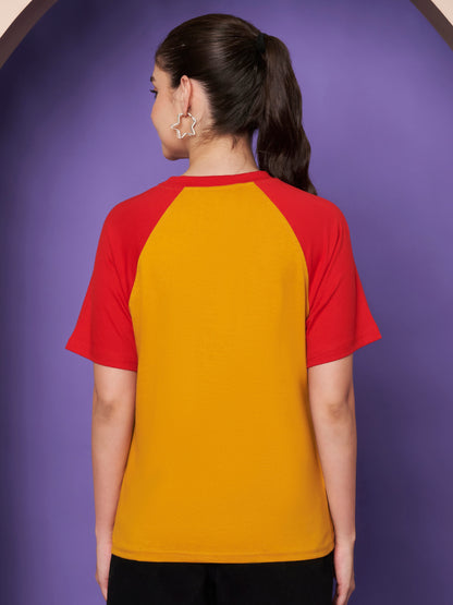 BRINNS Women Solid Raglan Sleeves Round Neck Cotton T-shirt